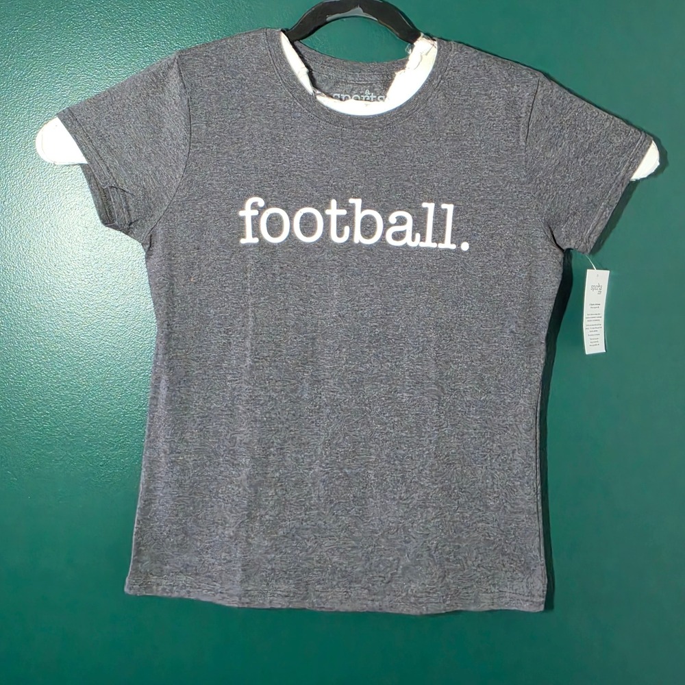 A Sports Life Women Football Graphic T-Shirt Gray Heather Short Sleeve Small NWT